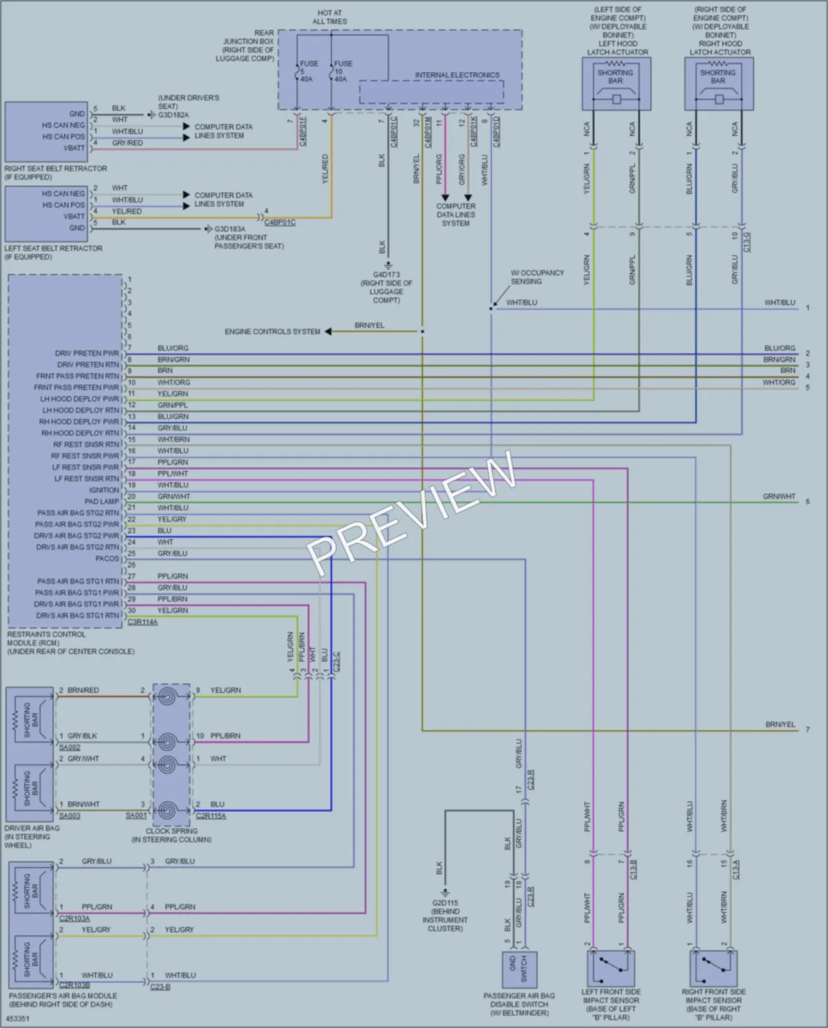 2014 Jaguar XFRS Supplemental Restraints wiring diagram preview