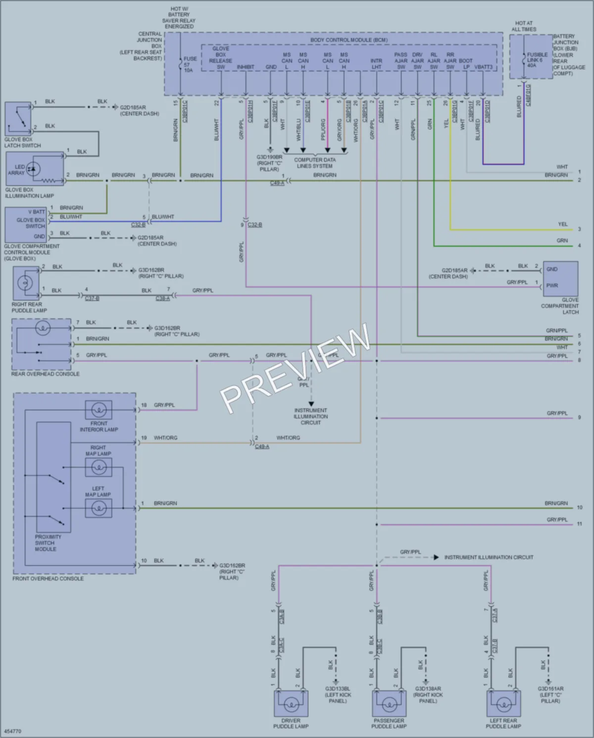 2014 Jaguar XJ Interior Lights wiring diagram preview