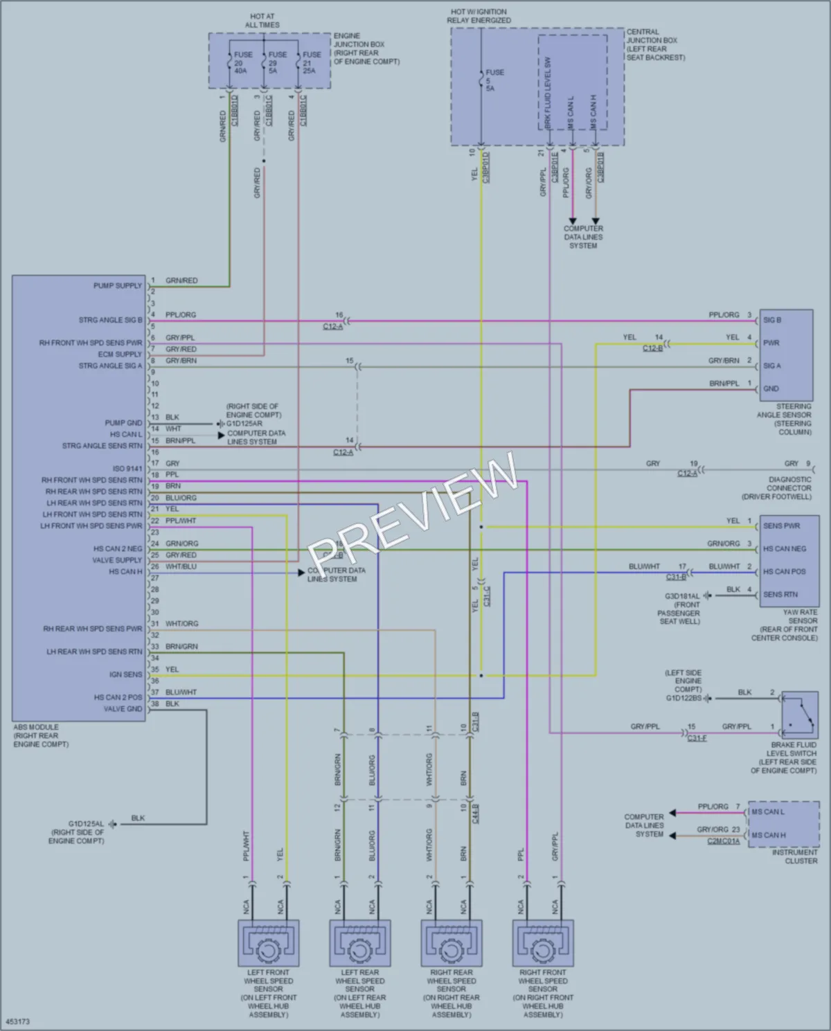 2014 Jaguar XJLPortfolio Anti Lock Brakes wiring diagram preview