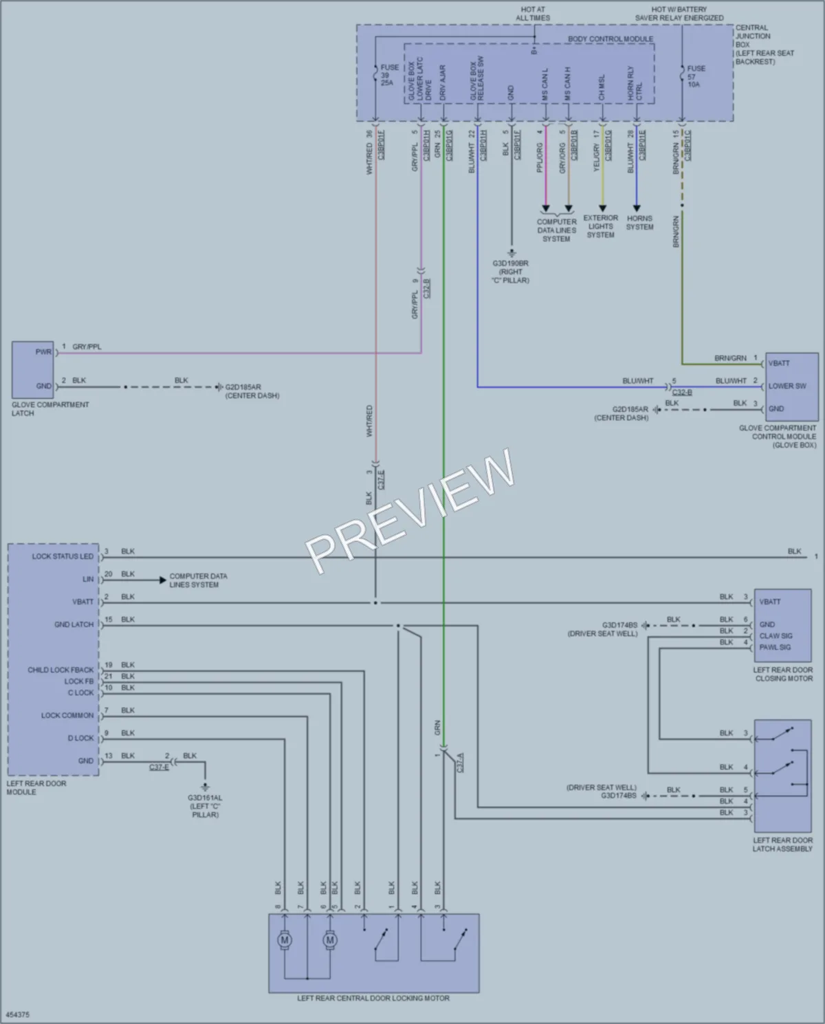 2014 Jaguar XJR Power Door Locks wiring diagram preview