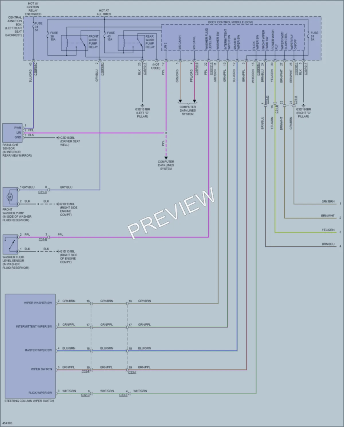 2014 Jaguar XJR Wiper Washer wiring diagram preview