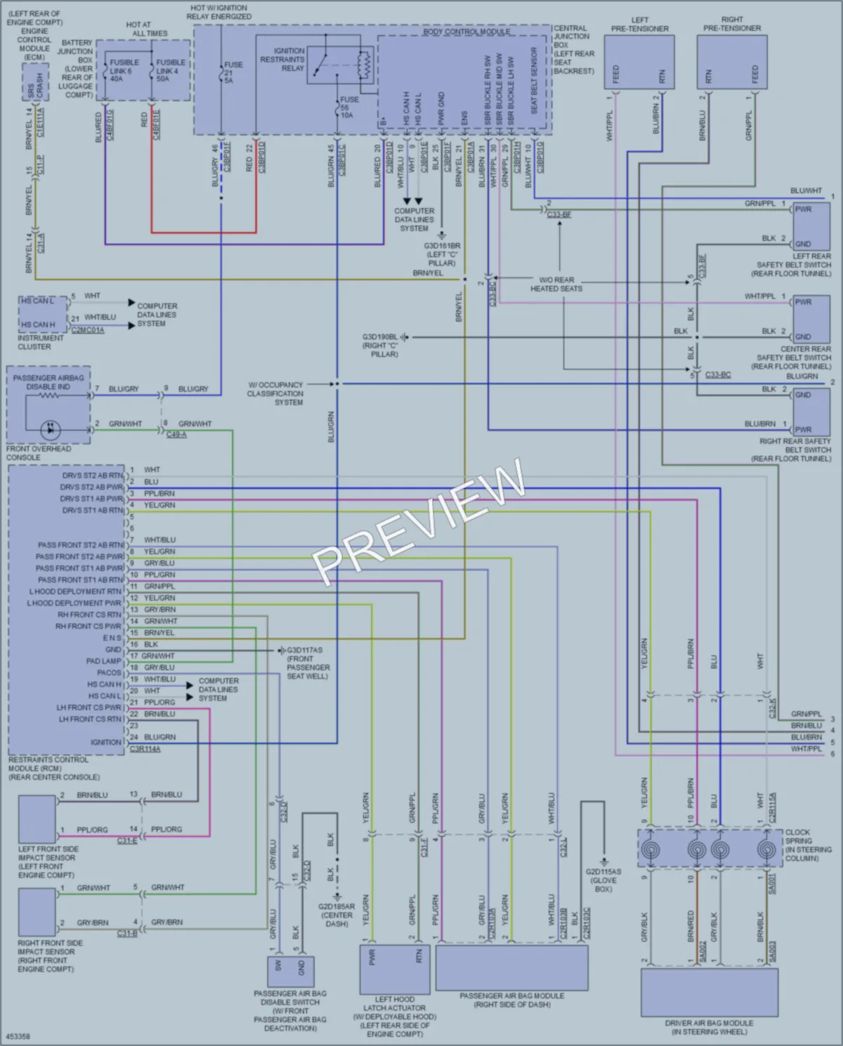 2014 Jaguar XJRL Supplemental Restraints wiring diagram preview