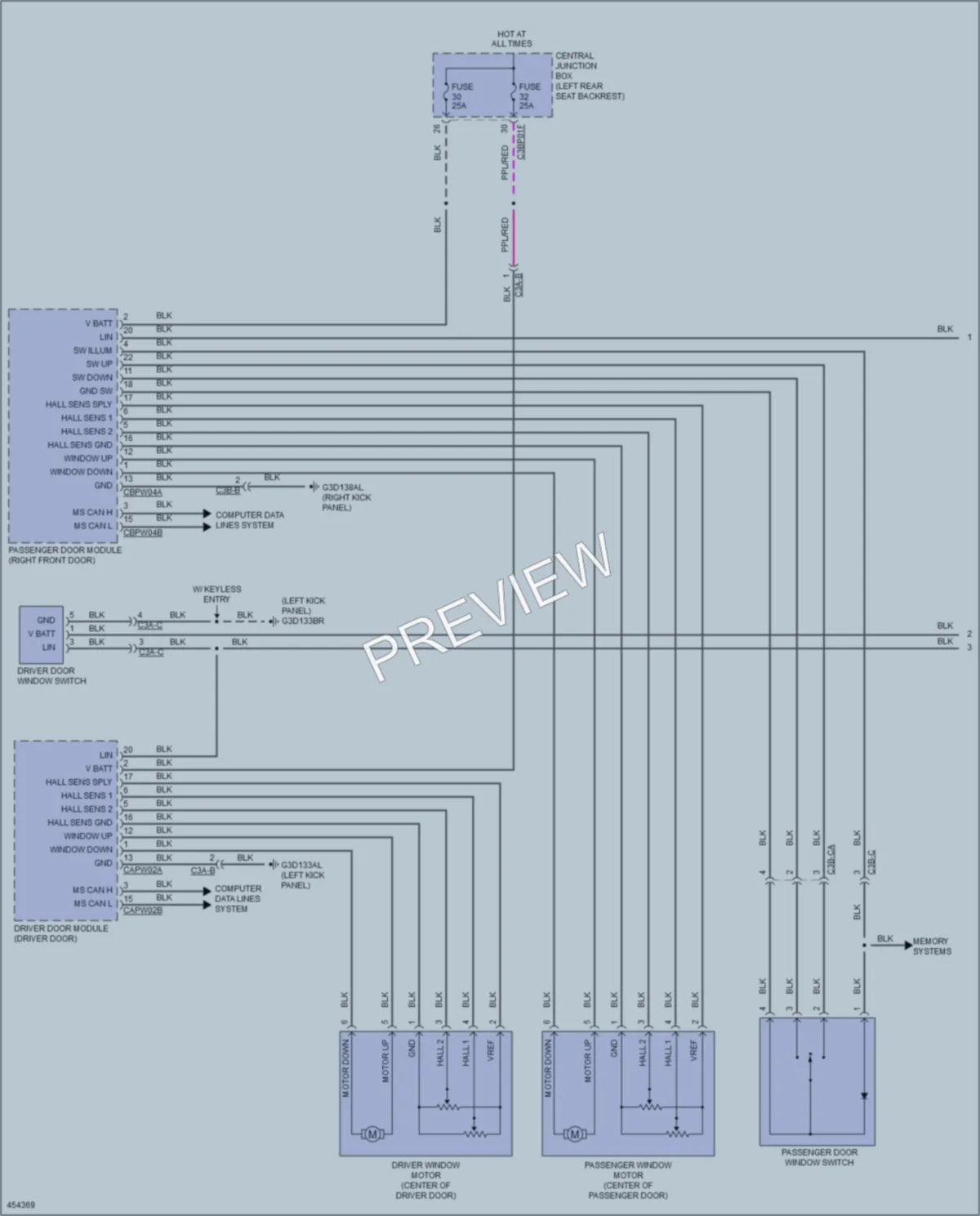 2014 Jaguar XJSupercharged Power Windows wiring diagram preview