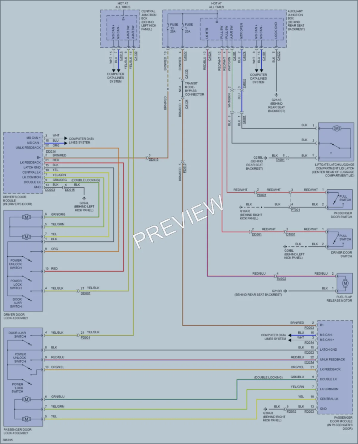 2014 Jaguar XK Power Door Locks wiring diagram preview