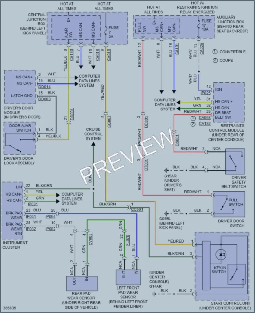 2014 Jaguar XKR Warning Systems wiring diagram preview
