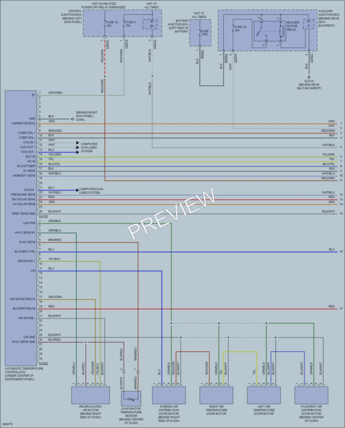 2014 Jaguar XKRSGT Air Conditioning wiring diagram preview
