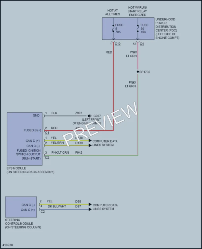 2014 Jeep Cherokee Electronic Power Steering wiring diagram preview