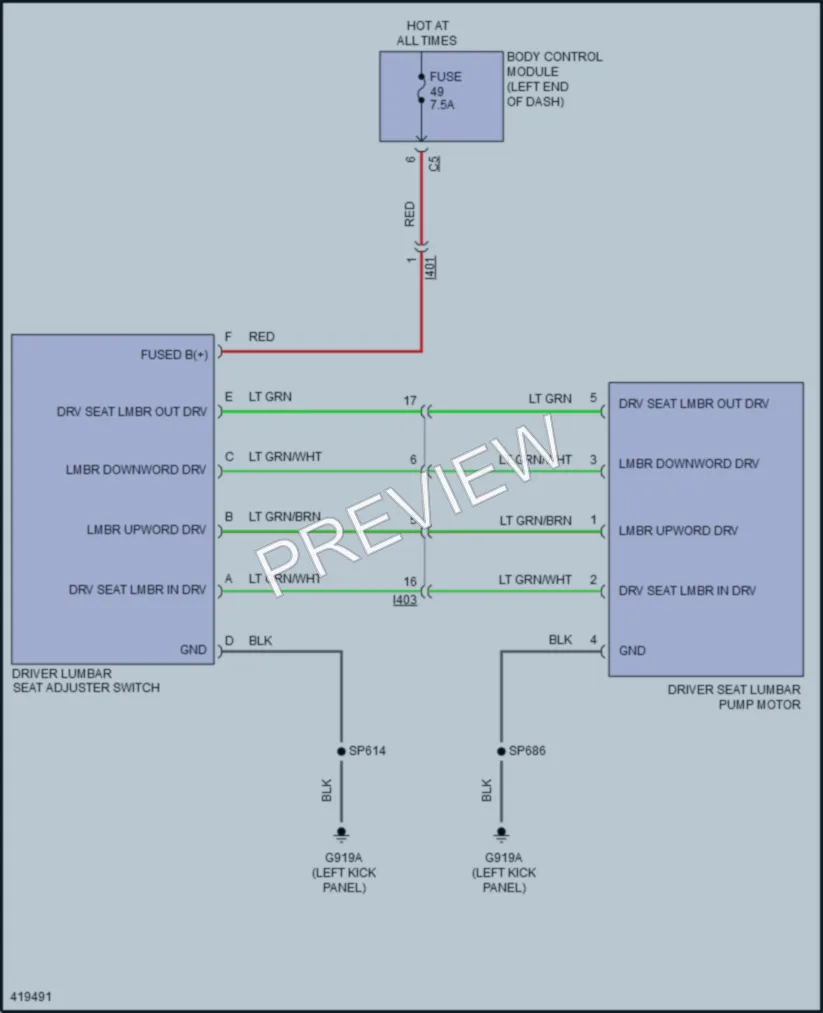 2014 Jeep Cherokee Power Seats wiring diagram preview