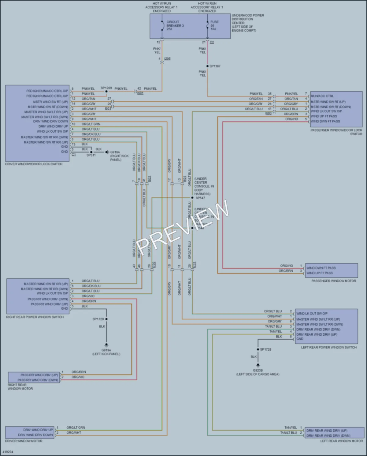 2014 Jeep Cherokee Power Windows wiring diagram preview