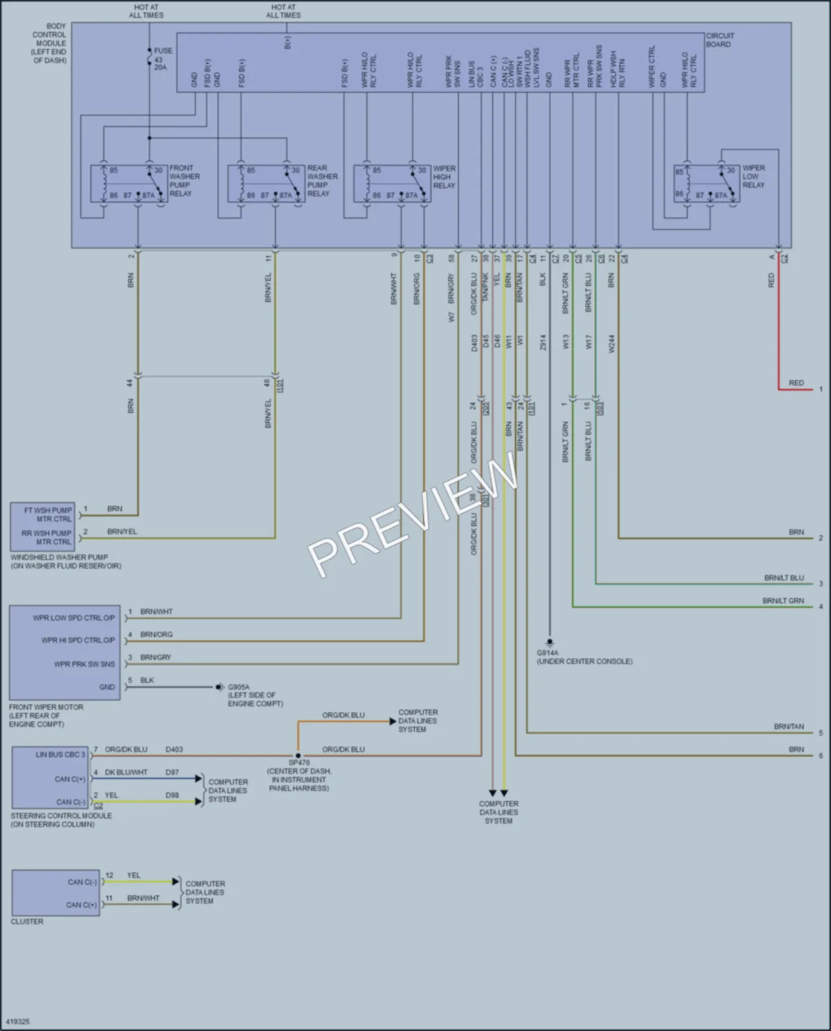 2014 Jeep Cherokee Wiper Washer wiring diagram preview