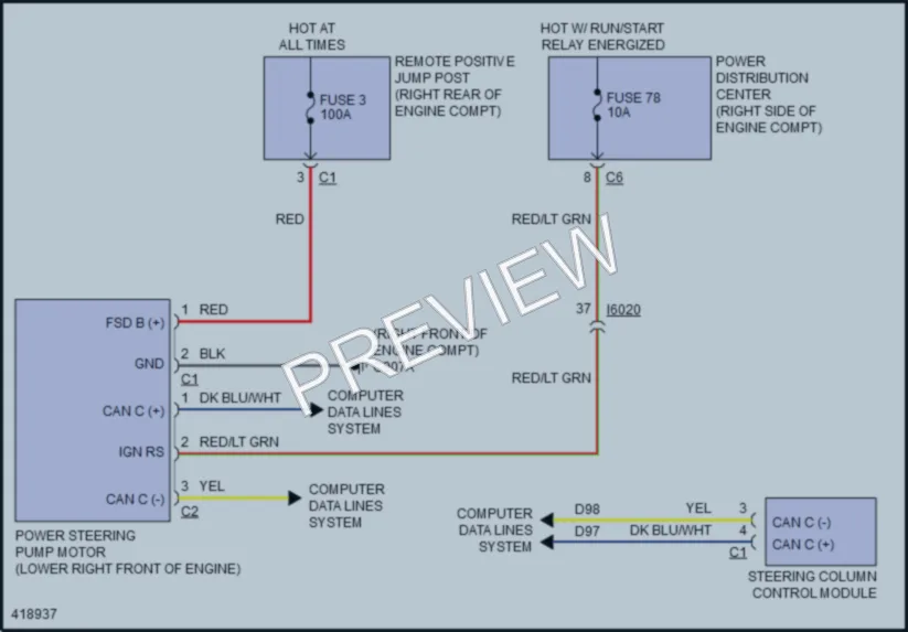 2014 Jeep GrandCherokee Electronic Power Steering wiring diagram preview