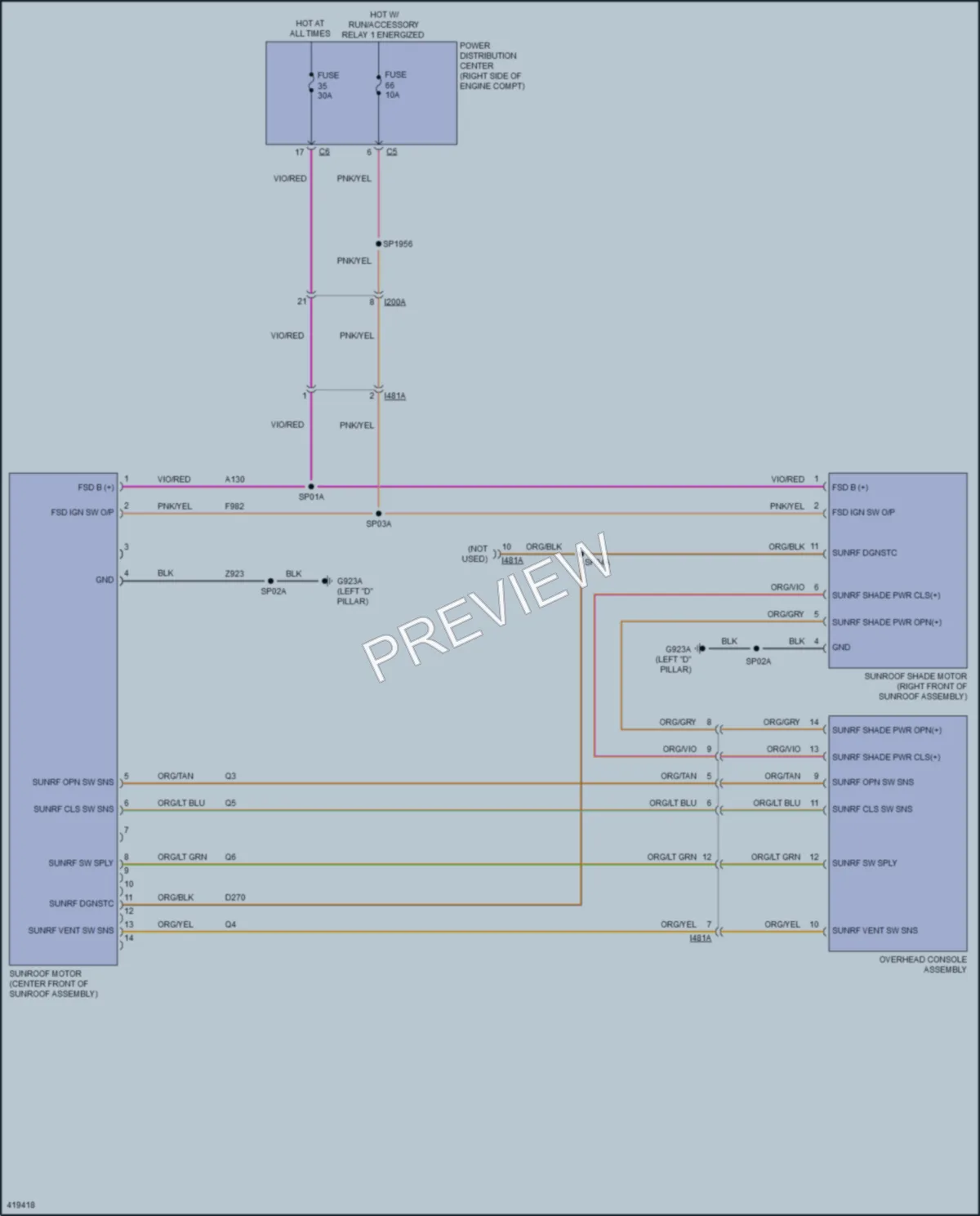 2014 Jeep GrandCherokee Power Top Sunroof wiring diagram preview