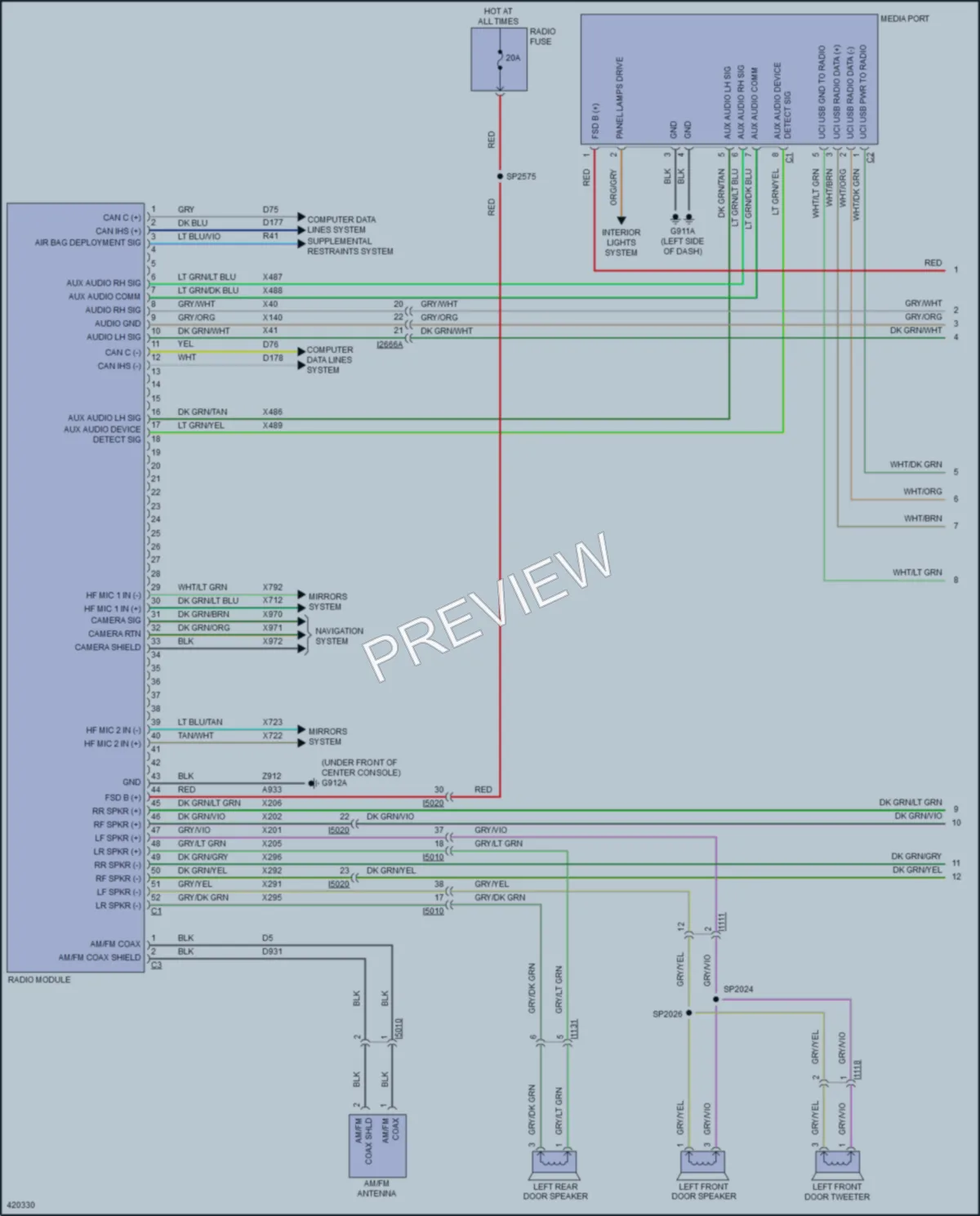 2014 Jeep GrandCherokee Radio wiring diagram preview