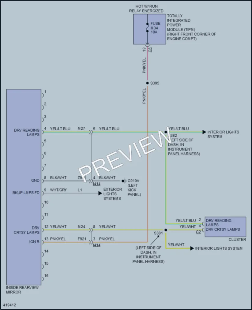 2014 Jeep Wrangler Power Mirrors wiring diagram preview