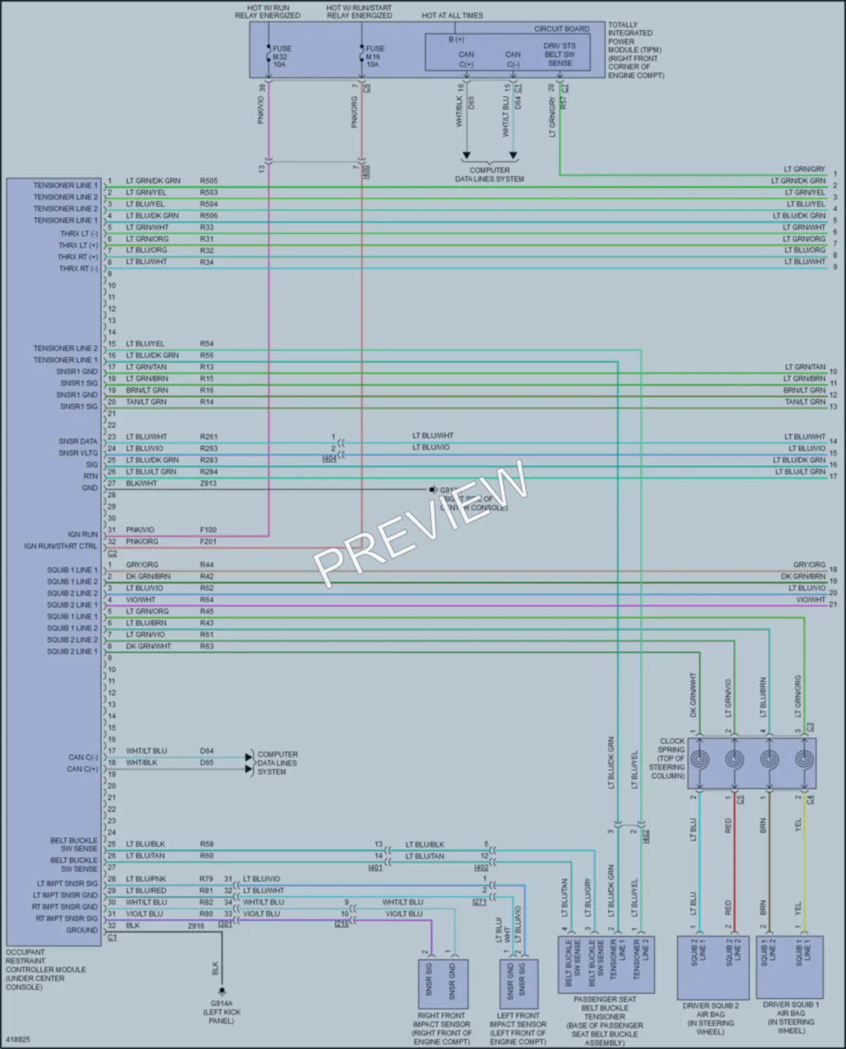 2014 Jeep Wrangler Supplemental Restraints wiring diagram preview