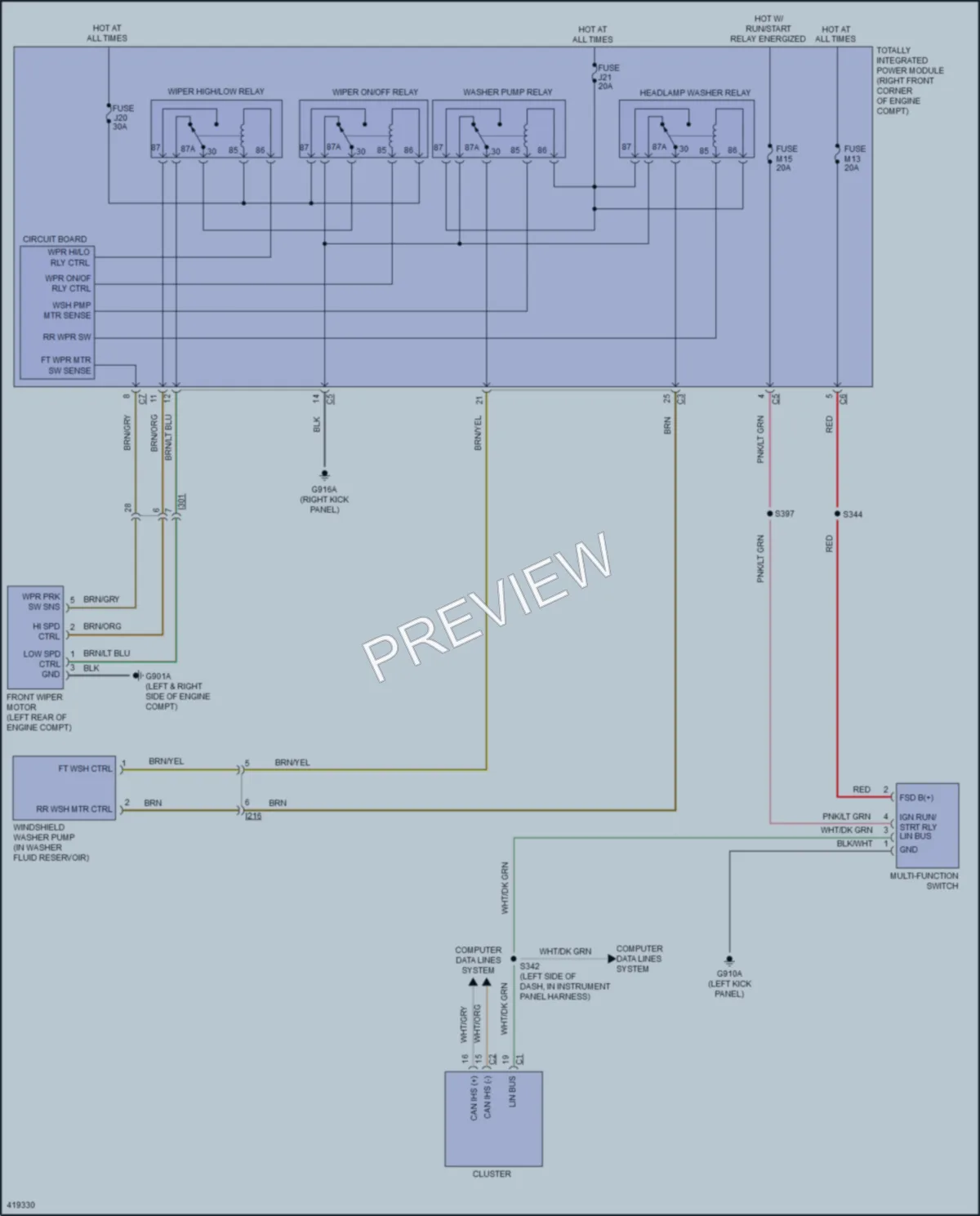 2014 Jeep Wrangler Wiper Washer wiring diagram preview