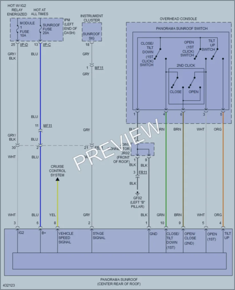 2014 Kia Cadenza Power Top Sunroof wiring diagram preview