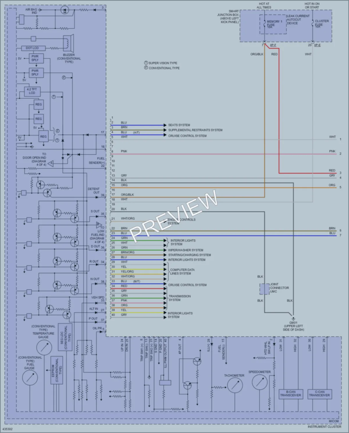 2014 Kia Optima Instrument Cluster wiring diagram preview