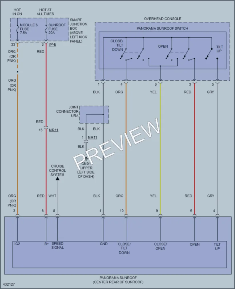 2014 Kia Optima Power Top Sunroof wiring diagram preview