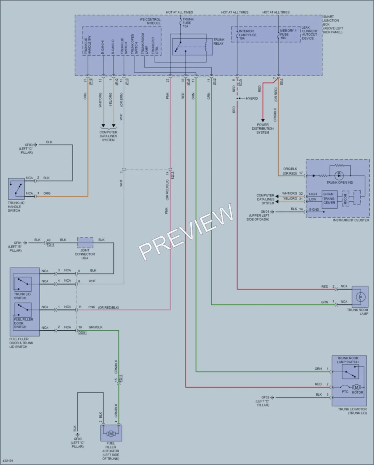 2014 Kia Optima Trunk Tailgate Fuel Door wiring diagram preview