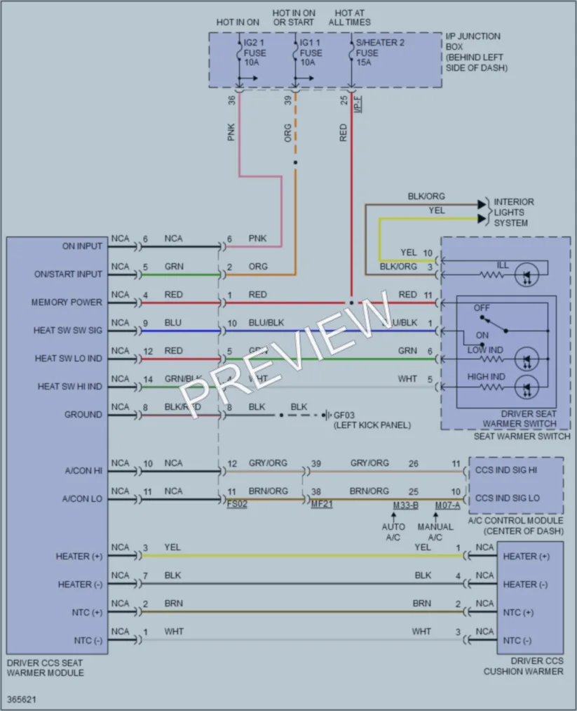2014 Kia Rio Power Seats wiring diagram preview
