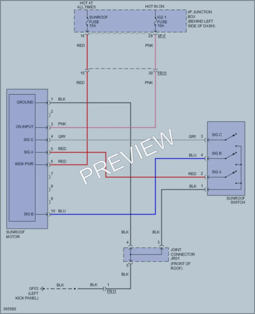 2014 Kia Rio5 Power Top Sunroof wiring diagram preview