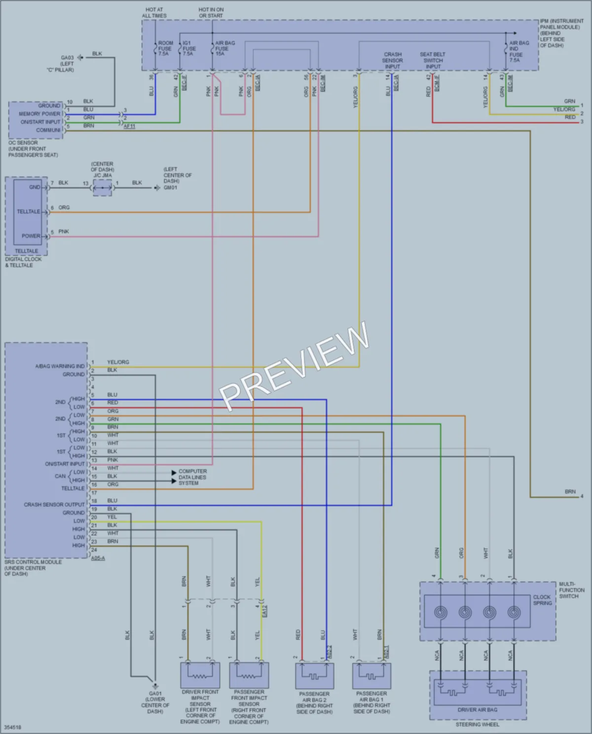 2014 Kia Sedona Supplemental Restraints wiring diagram preview