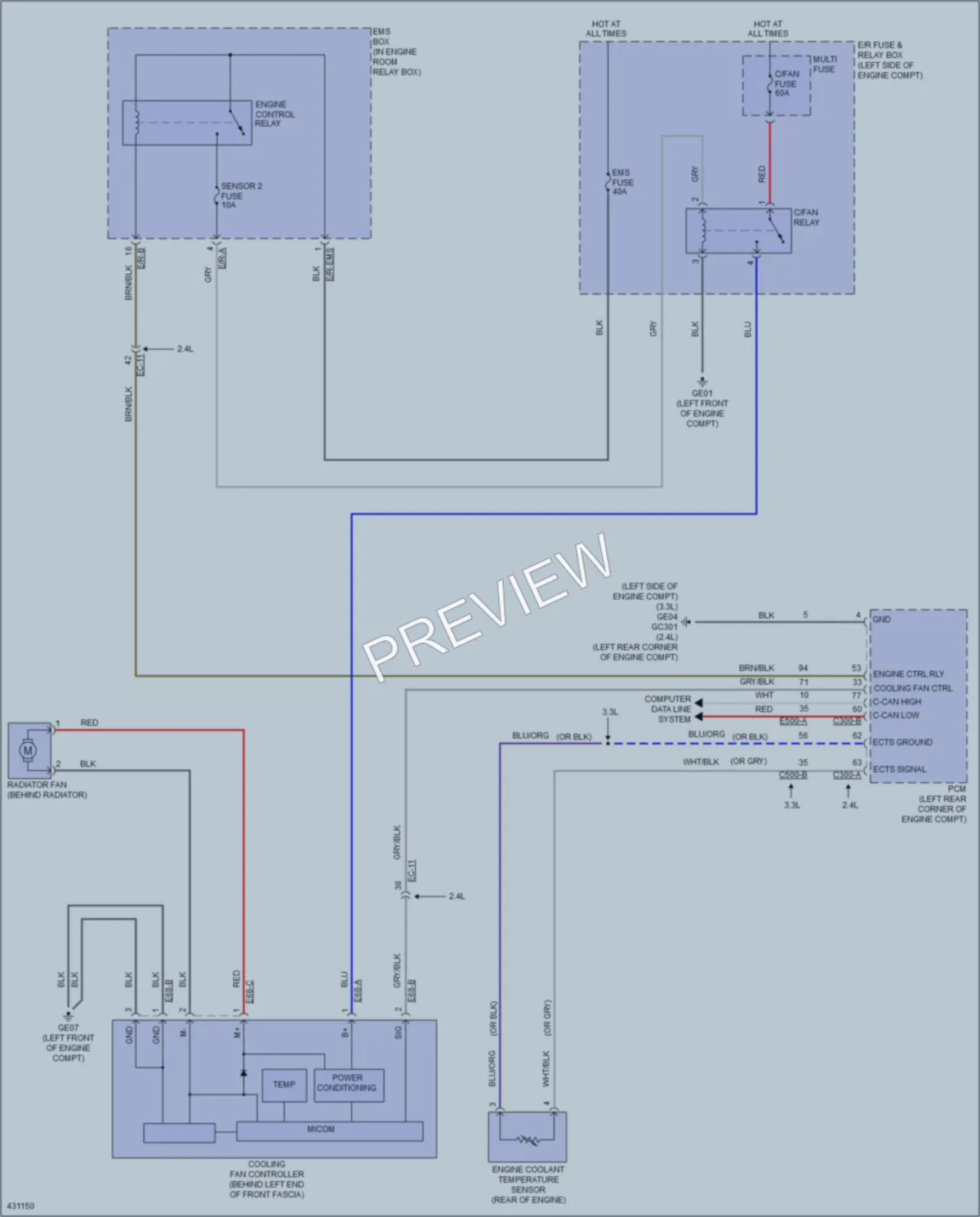 2014 Kia Sorento Cooling Fan wiring diagram preview