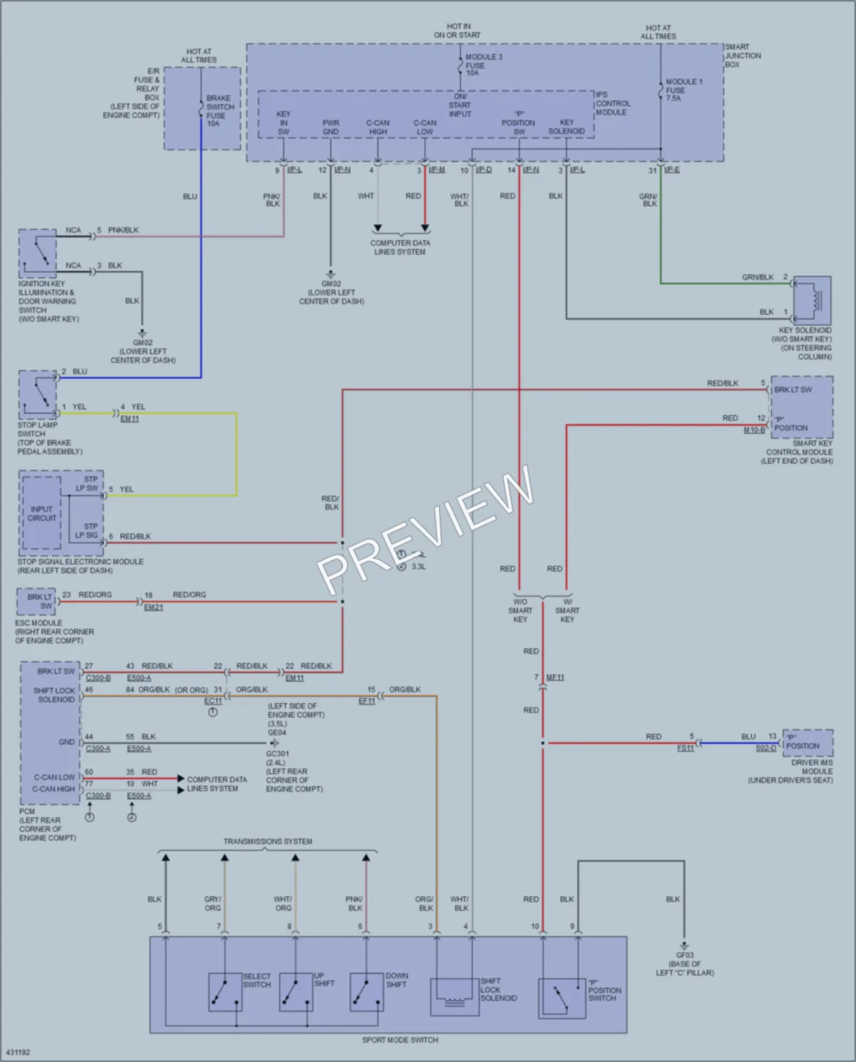 2014 Kia Sorento Shift Interlock wiring diagram preview
