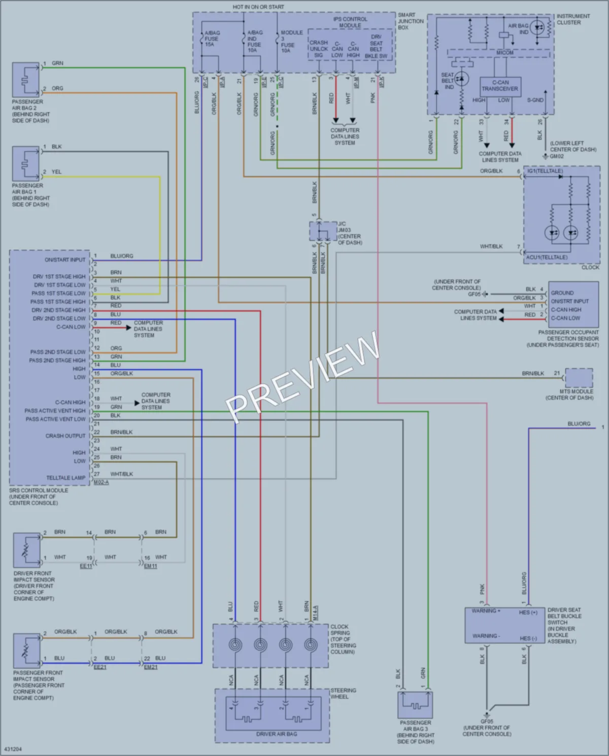 2014 Kia Sorento Supplemental Restraints wiring diagram preview