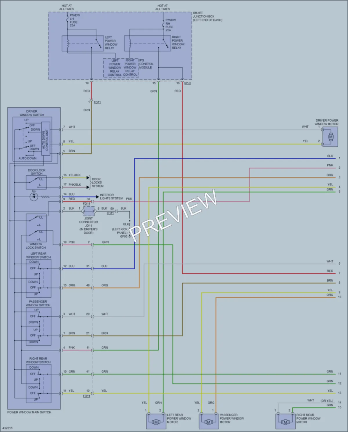 2014 Kia Soul Power Windows wiring diagram preview