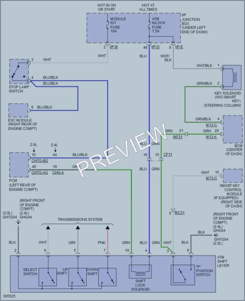2014 Kia Sportage Shift Interlock wiring diagram preview