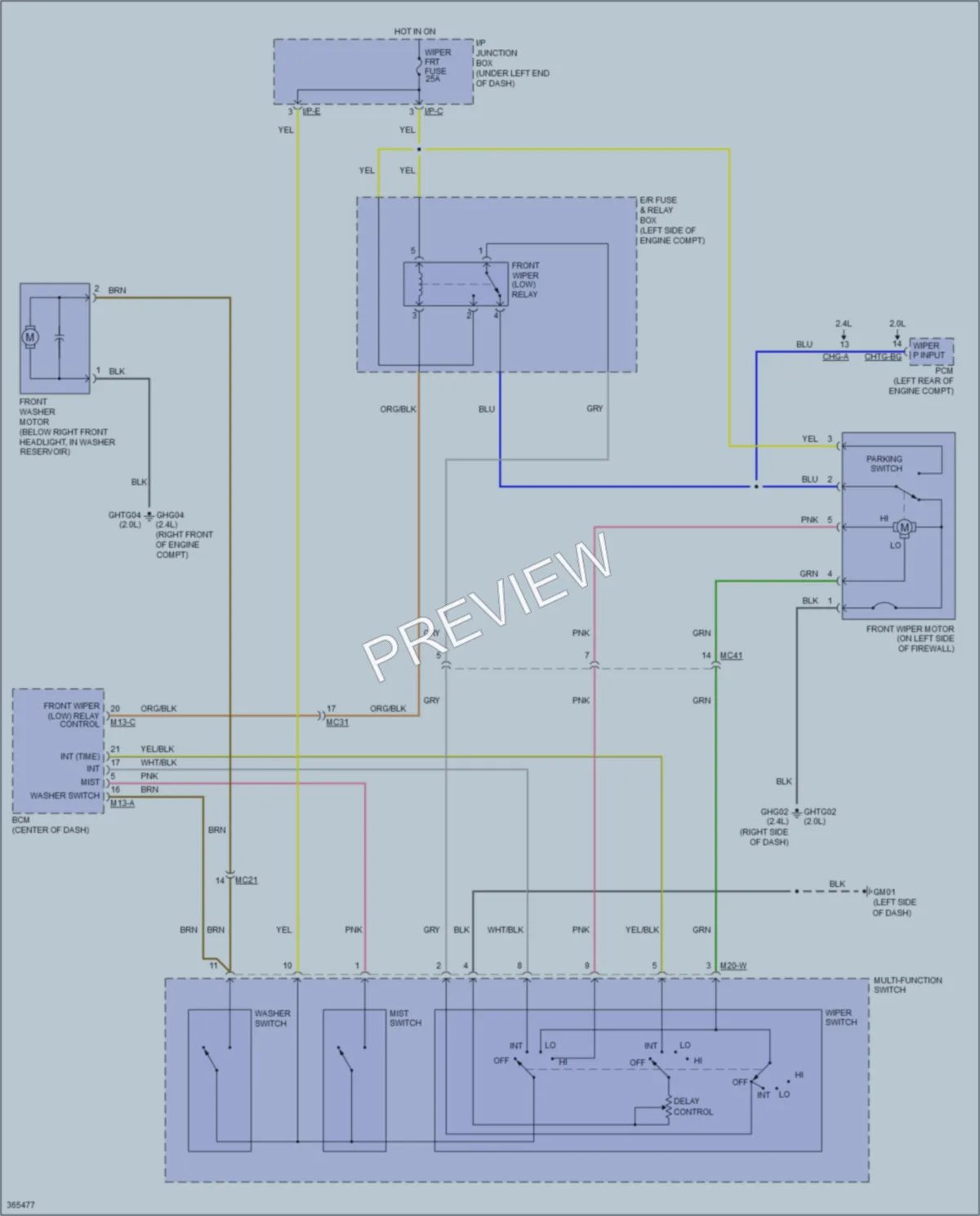 2014 Kia Sportage Wiper Washer wiring diagram preview