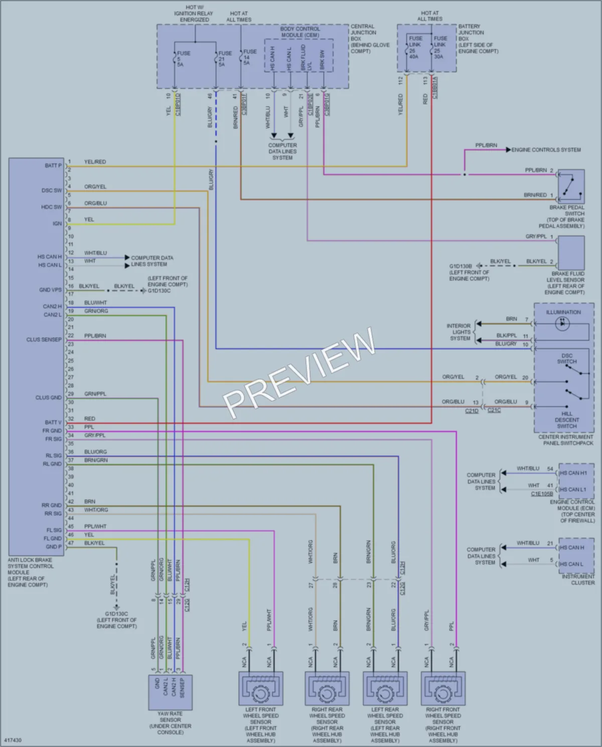 2014 LandRover LR2 Anti Lock Brakes wiring diagram preview