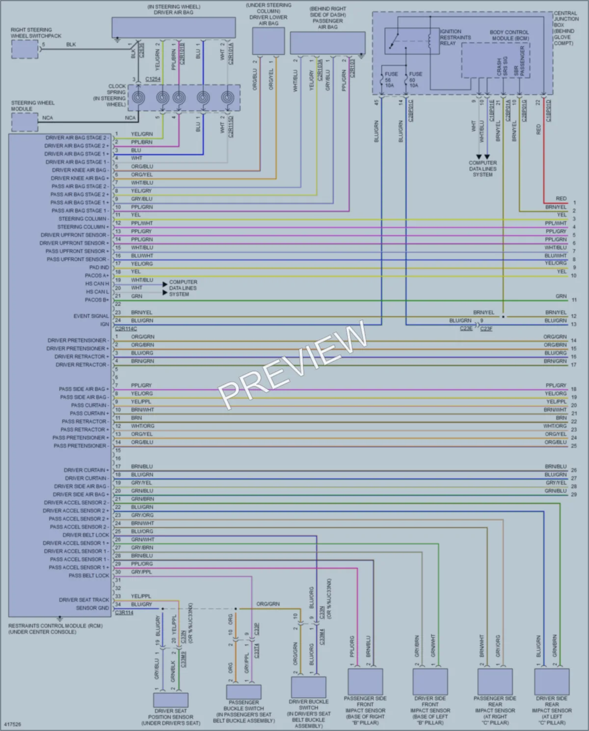 2014 LandRover LR2 Supplemental Restraints wiring diagram preview