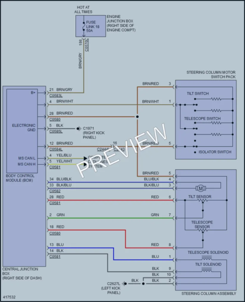 2014 LandRover LR4 Electronic Power Steering wiring diagram preview