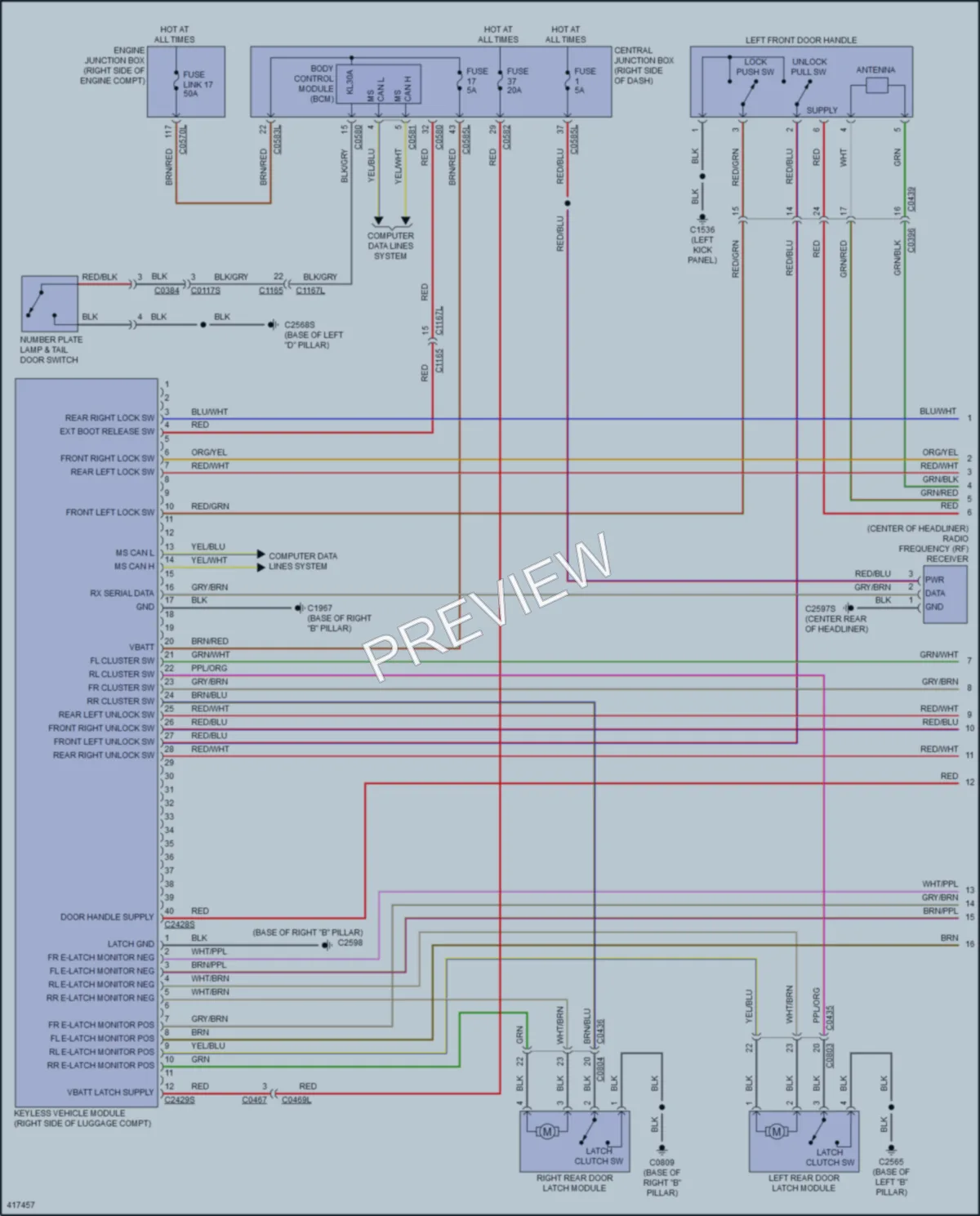 2014 LandRover LR4 Power Door Locks wiring diagram preview