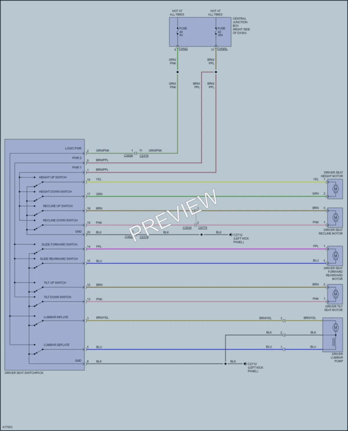 2014 LandRover LR4 Power Seats wiring diagram preview