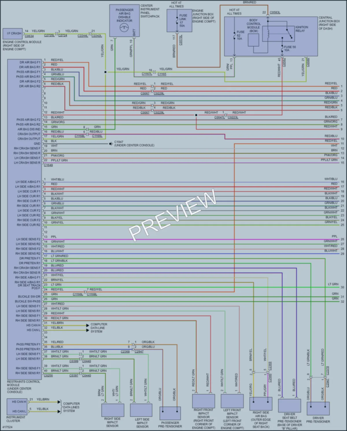 2014 LandRover LR4 Supplemental Restraints wiring diagram preview