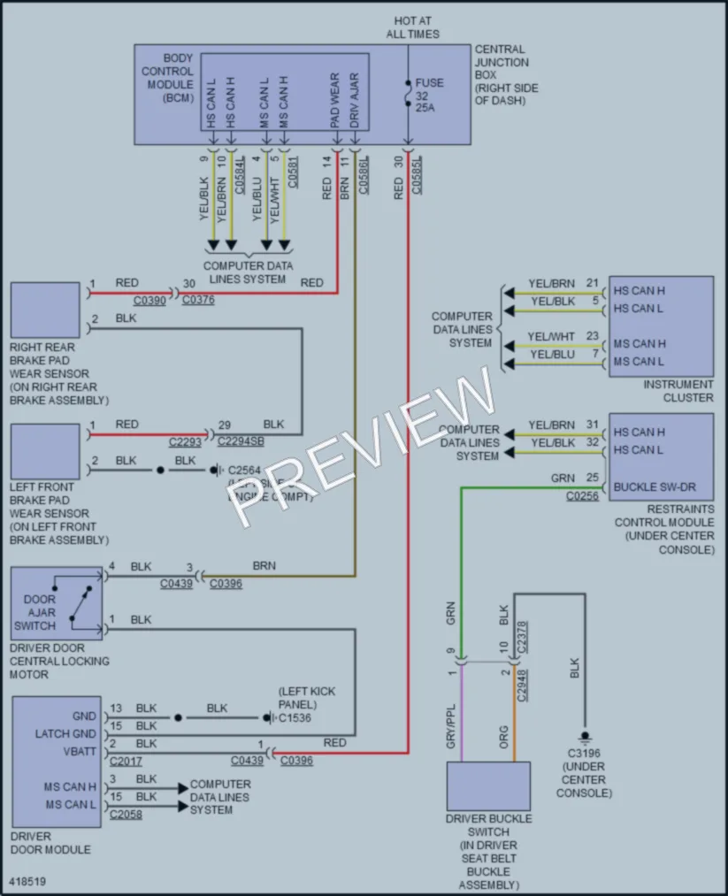 2014 LandRover LR4 Warning Systems wiring diagram preview