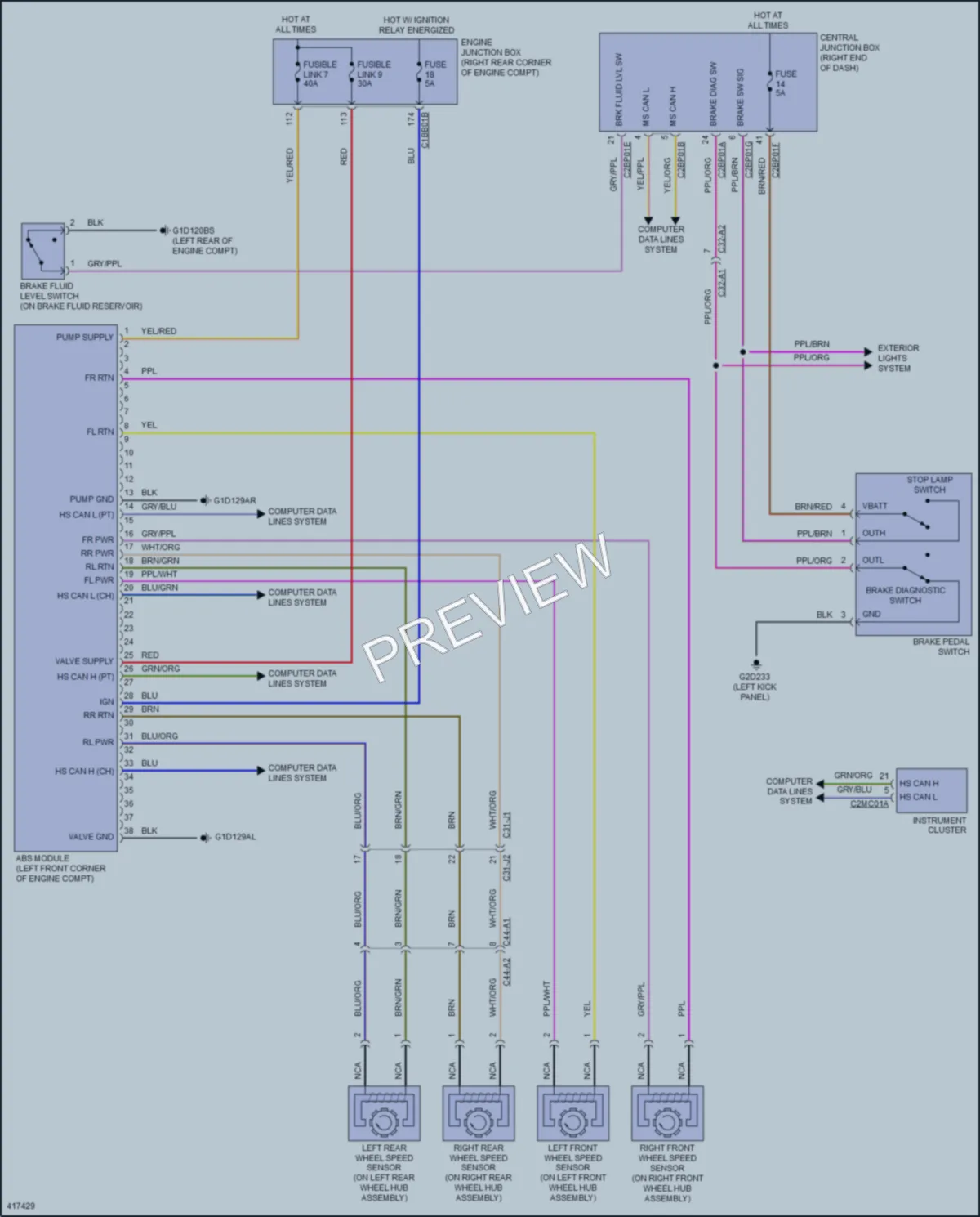 2014 LandRover RangeRover Anti Lock Brakes wiring diagram preview
