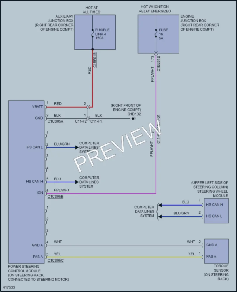 2014 LandRover RangeRover Electronic Power Steering wiring diagram preview