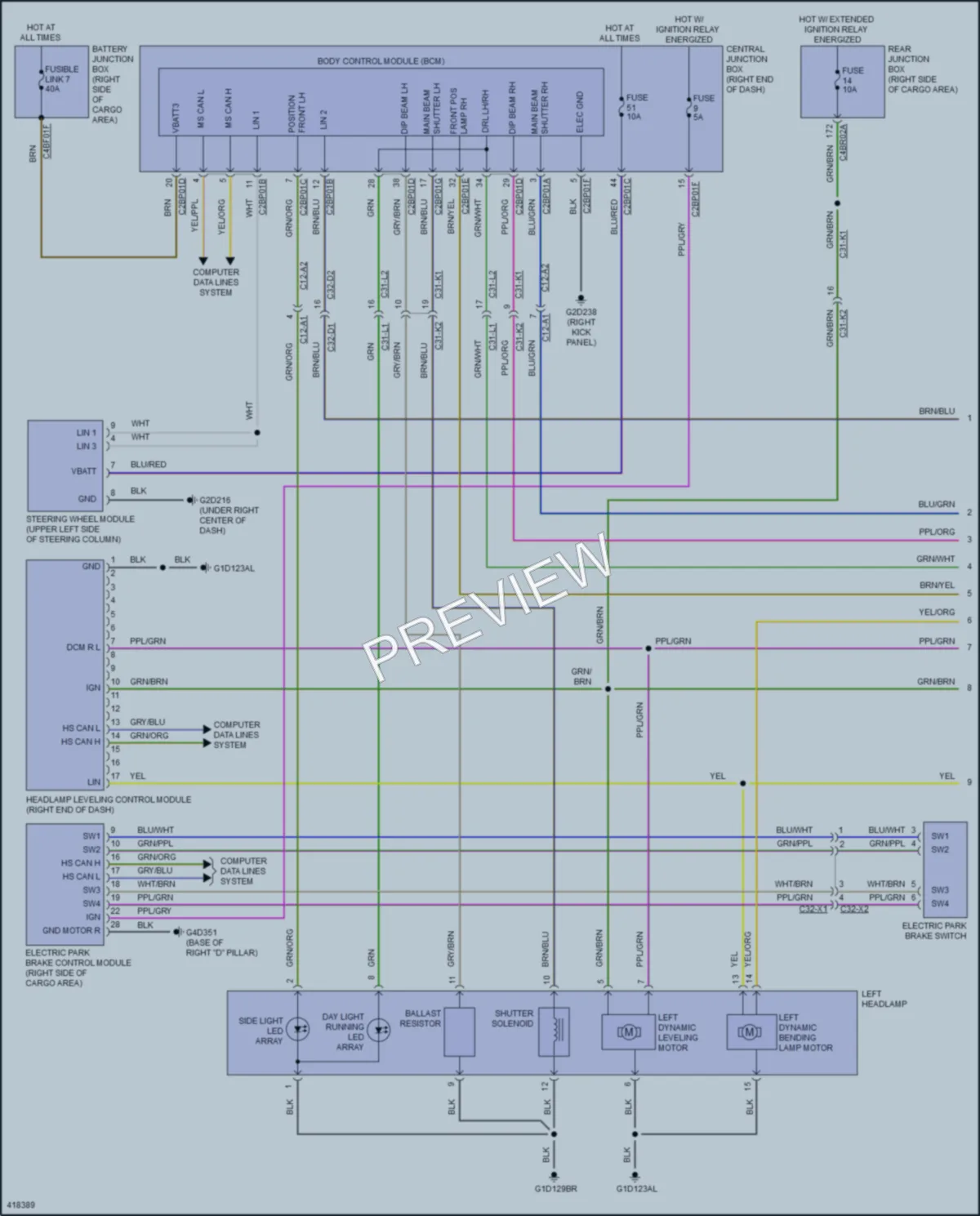 2014 LandRover RangeRover Headlights wiring diagram preview
