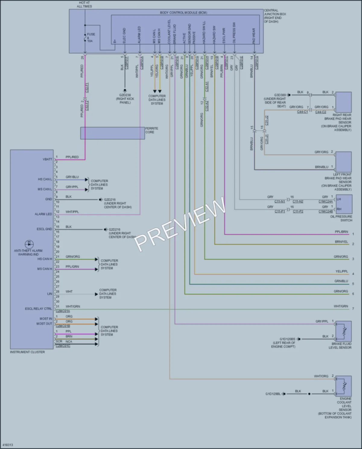 2014 LandRover RangeRover Instrument Cluster wiring diagram preview