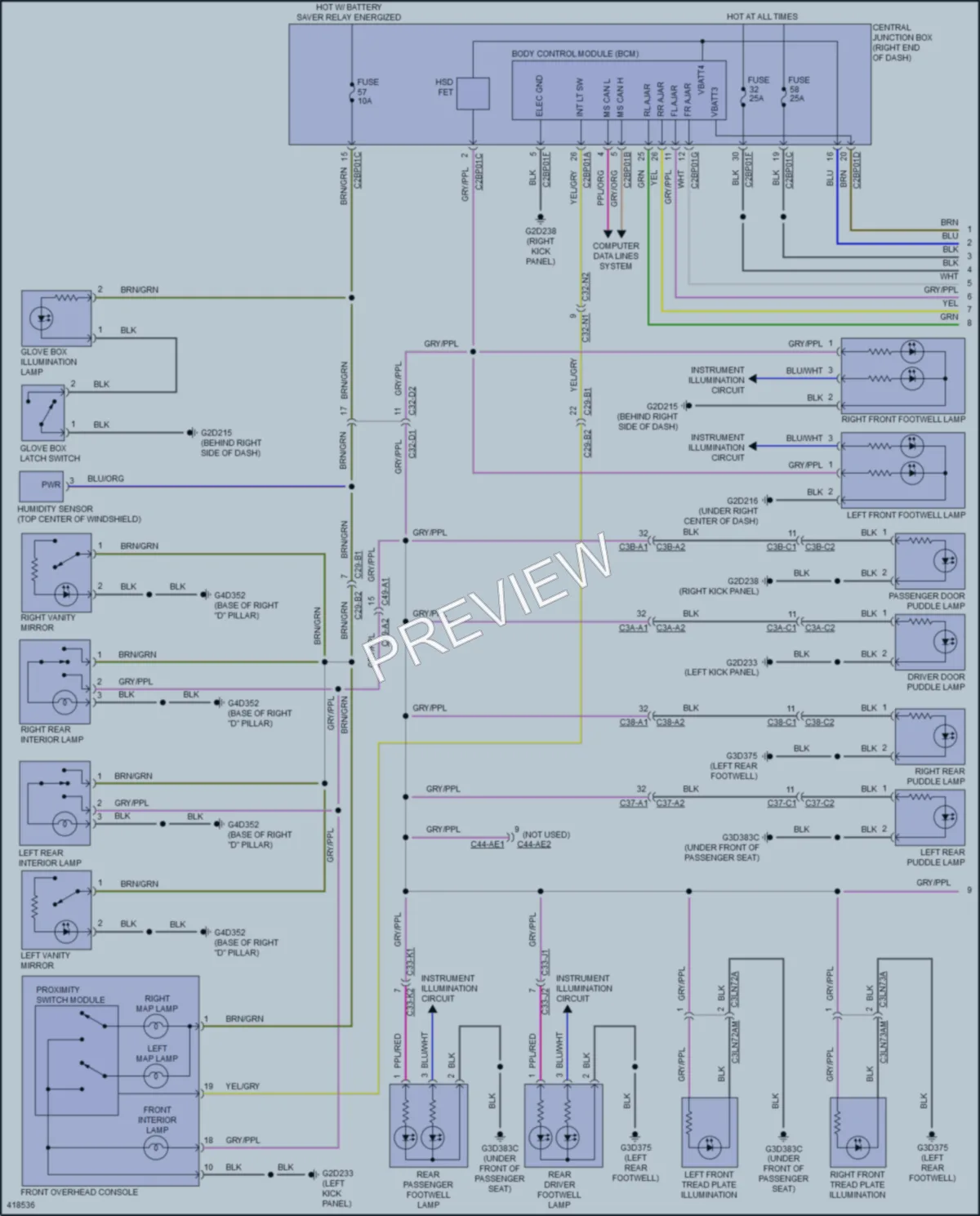 2014 LandRover RangeRover Interior Lights wiring diagram preview