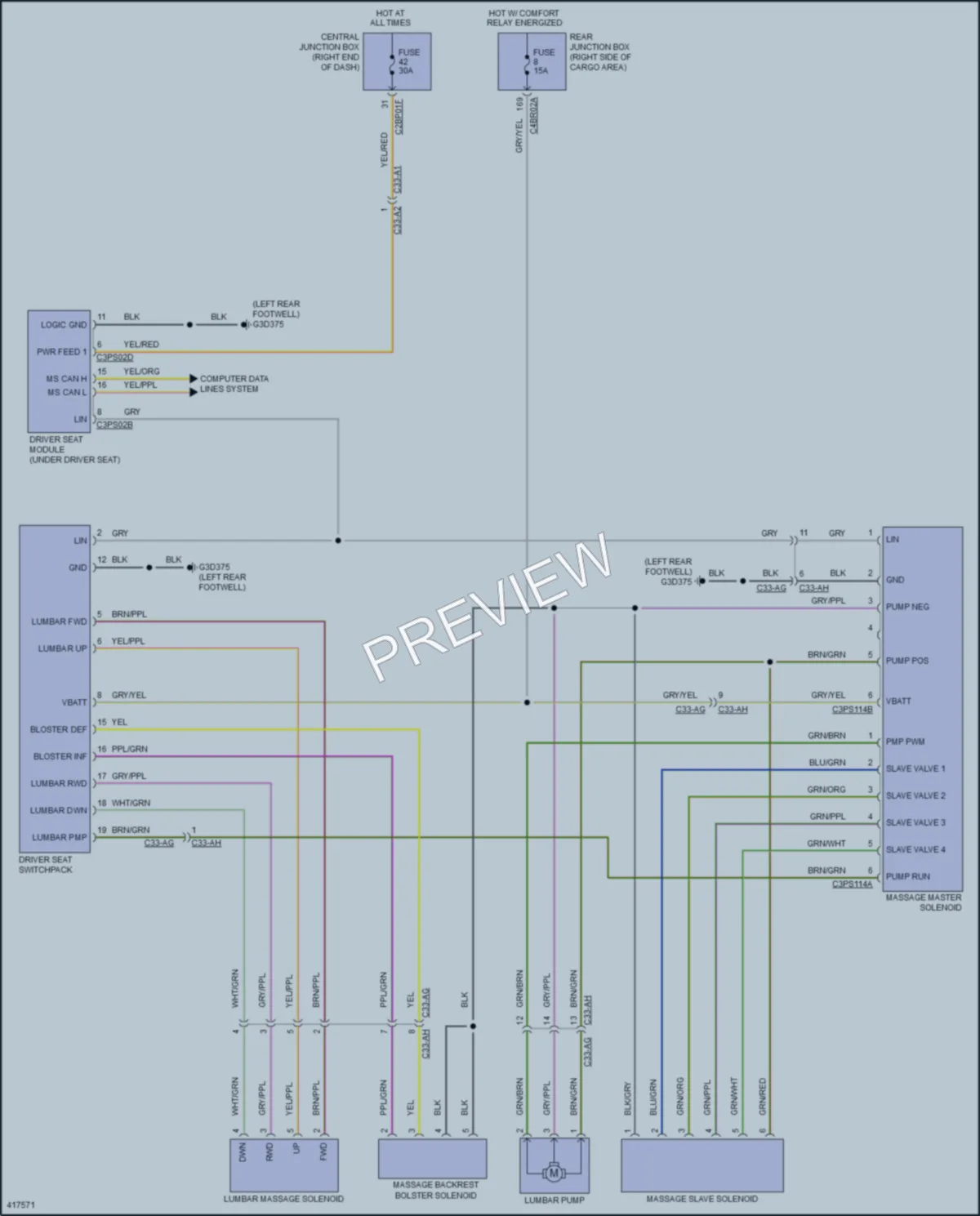 2014 LandRover RangeRover Power Seats wiring diagram preview