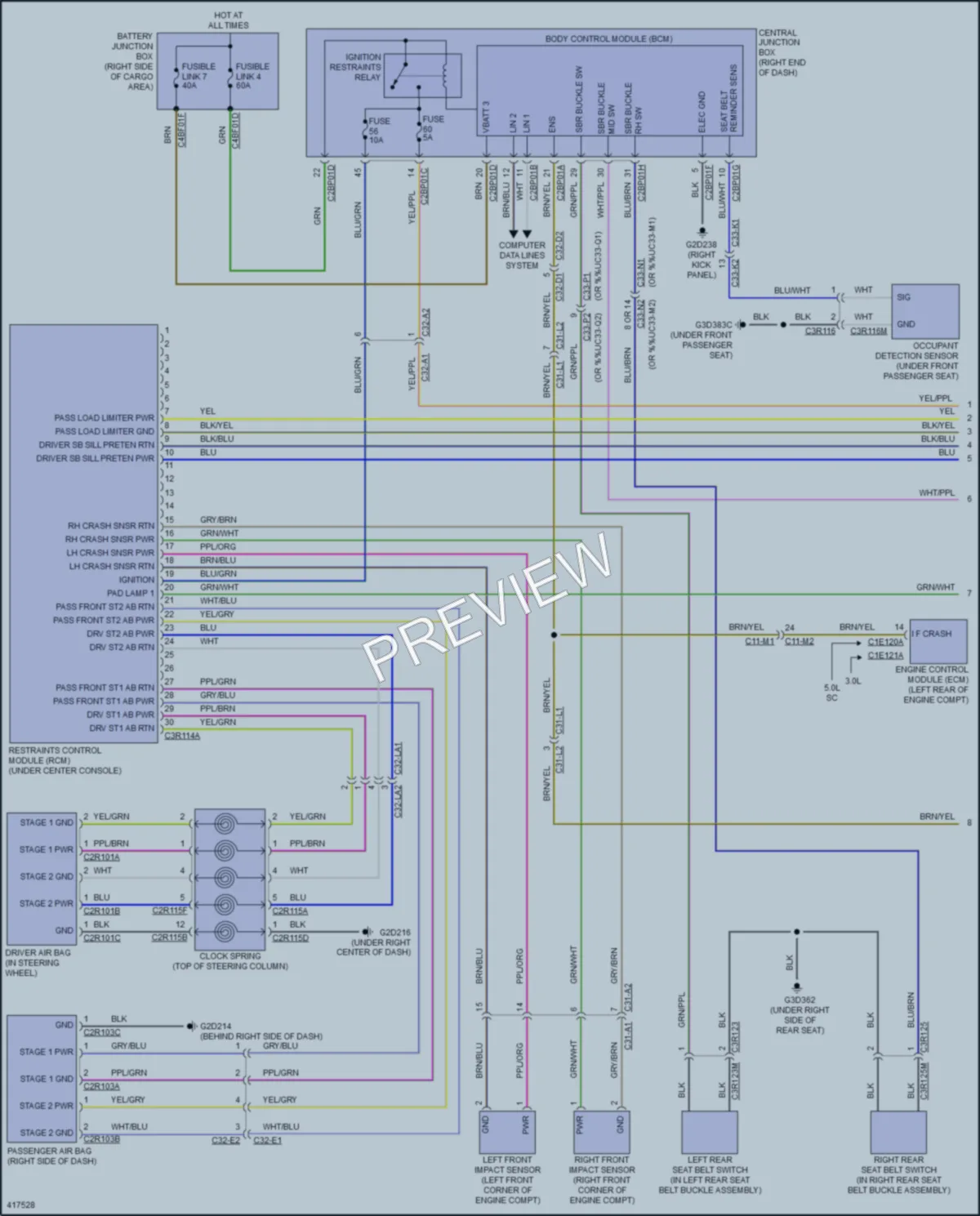 2014 LandRover RangeRover Supplemental Restraints wiring diagram preview