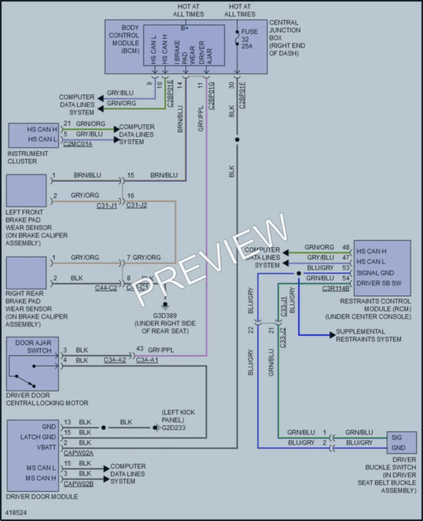 2014 LandRover RangeRover Warning Systems wiring diagram preview