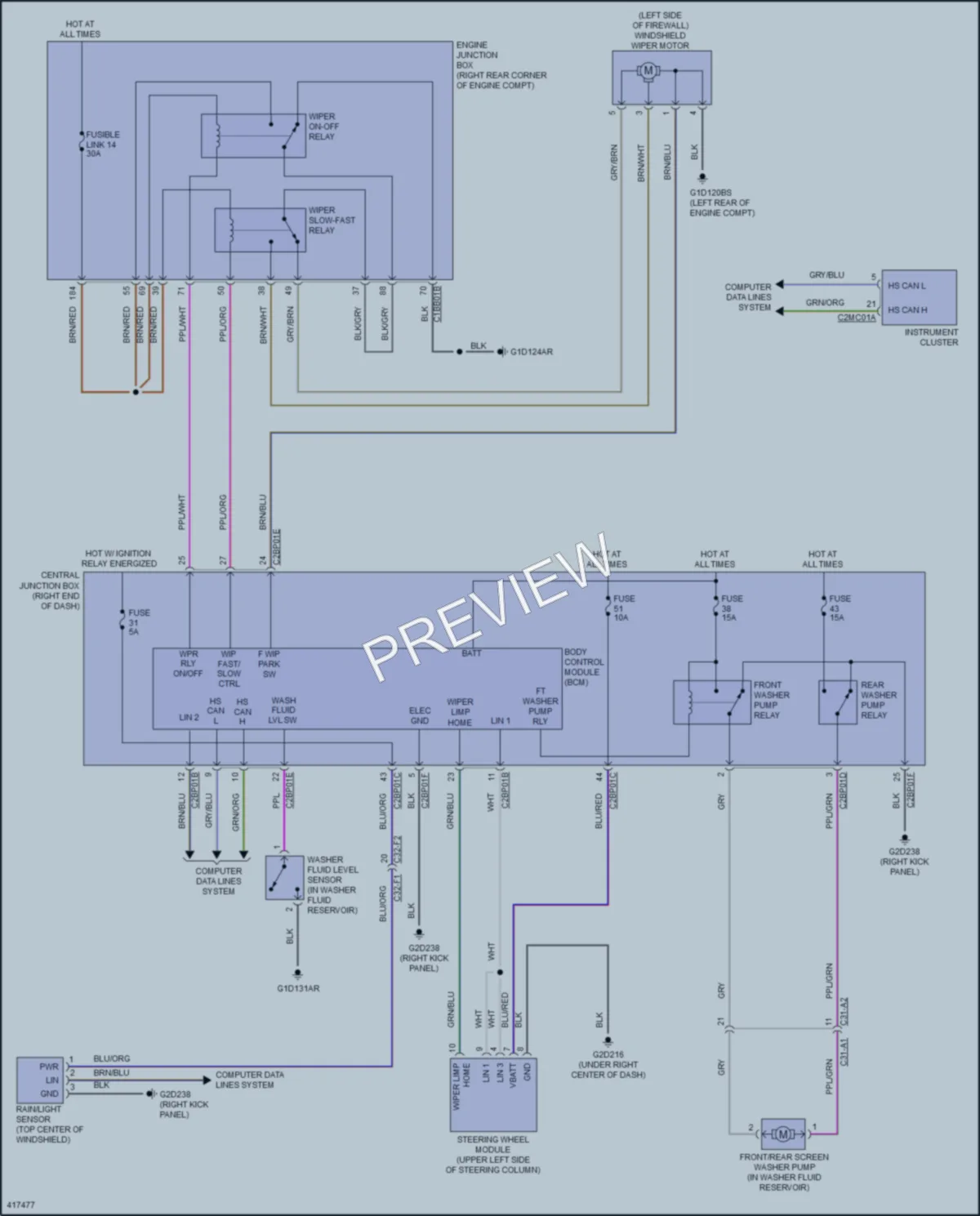 2014 LandRover RangeRover Wiper Washer wiring diagram preview