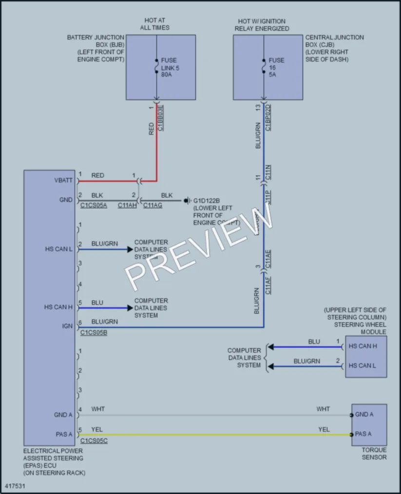 2014 LandRover RangeRoverEvoque Electronic Power Steering wiring diagram preview